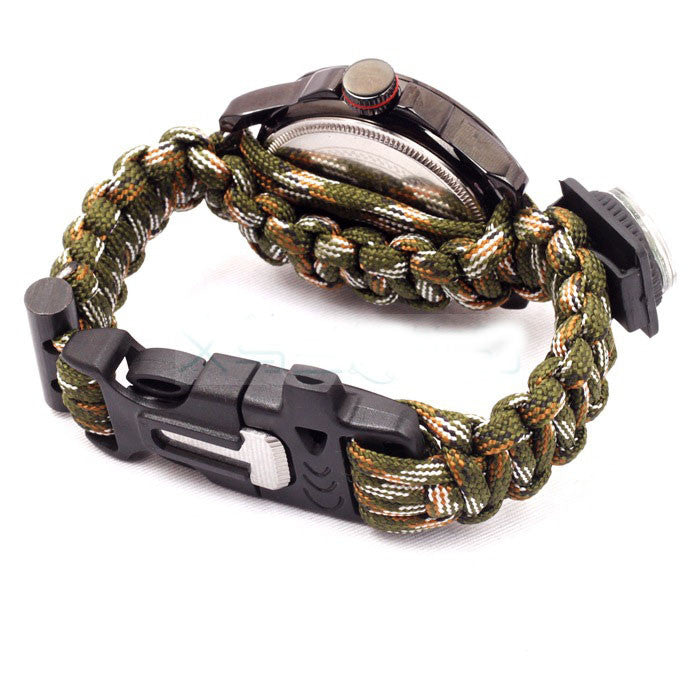 Watch With survival Flint Fire Starter Paracord