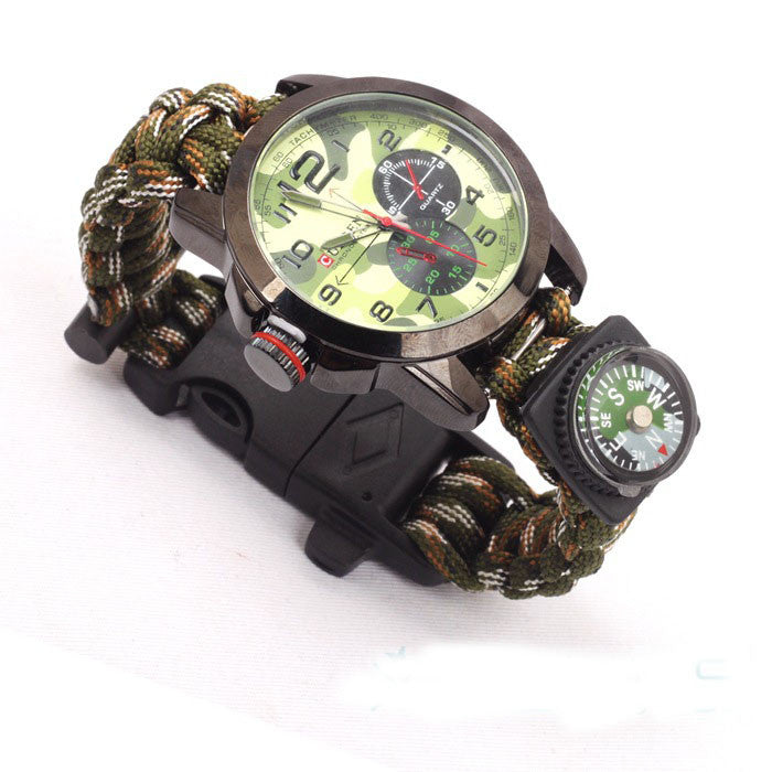 Watch With survival Flint Fire Starter Paracord