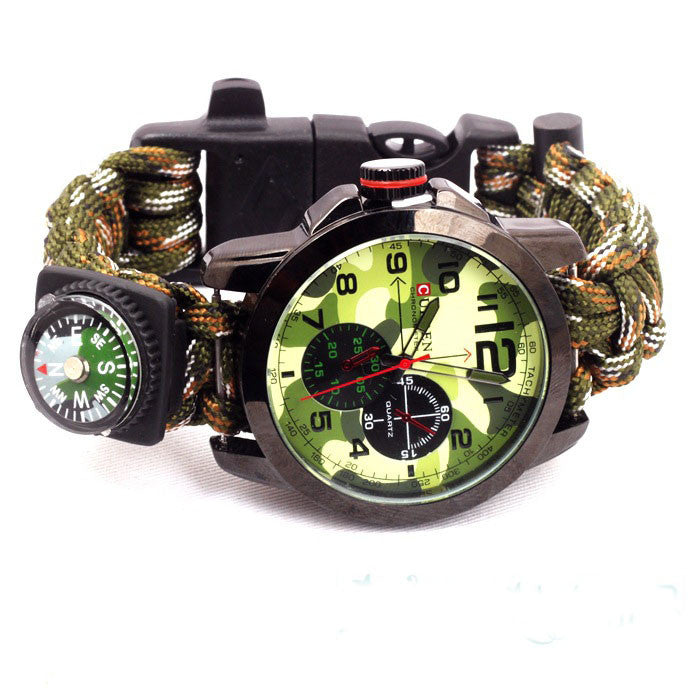 Watch With survival Flint Fire Starter Paracord