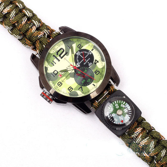 Watch With survival Flint Fire Starter Paracord